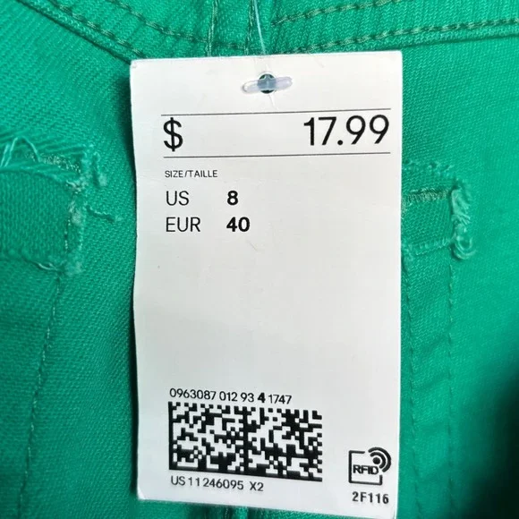 H&M Divided Green Wide Leg Jeans Womens 8 Trendy Streetwear Utility Style - Picture 7 of 8